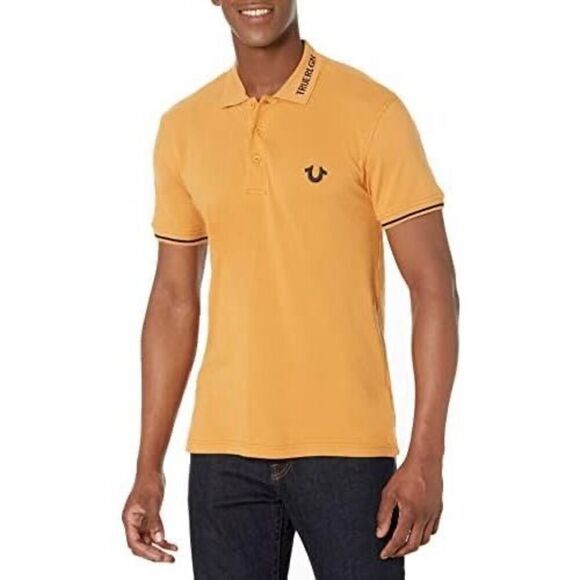 True Religion Branded Embroidered Logo Collar Polo Shirt Men's Small - Picture 1 of 11